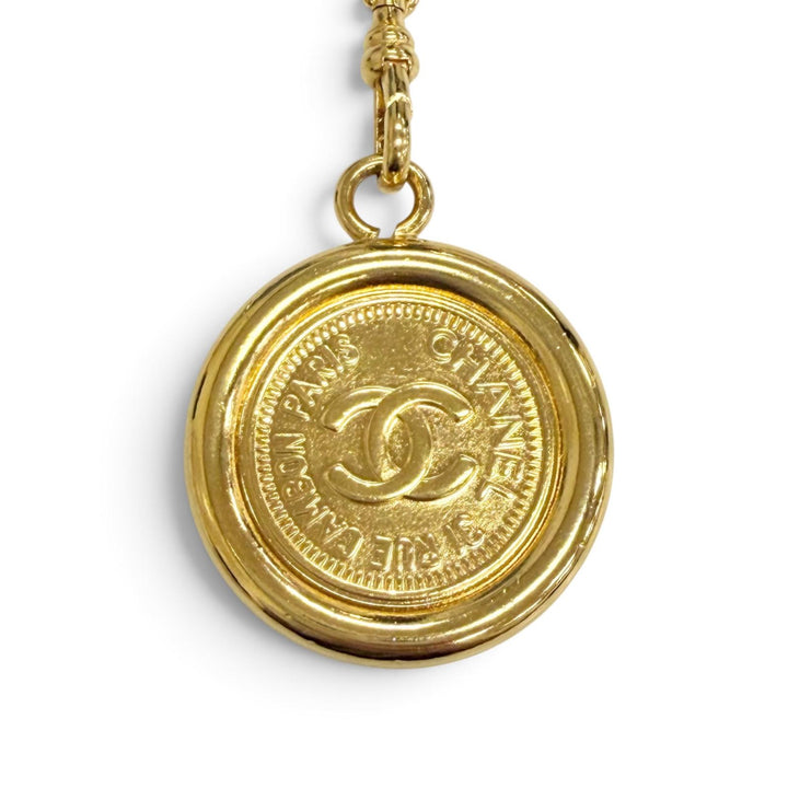美品△CHANEL シャネル ヴィンテージ 94P ココマークコインモチーフ ロゴプレート チェーン ベルト ゴールド レディース 箱付き オススメ