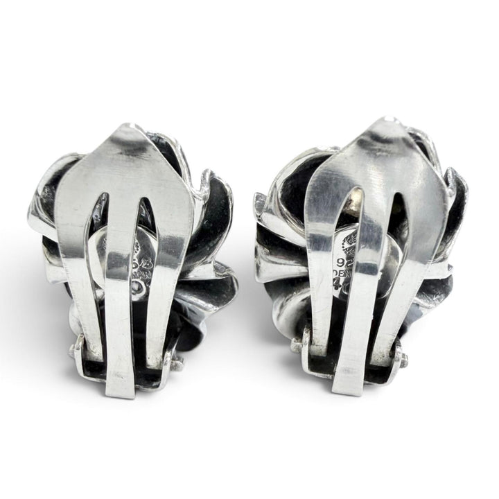 美品△Georg Jensen ジョージジェンセン 401 925 BOW イヤリング アクセサリー 両耳用 クリップ シルバー ゴールド 重量10.5g レディース