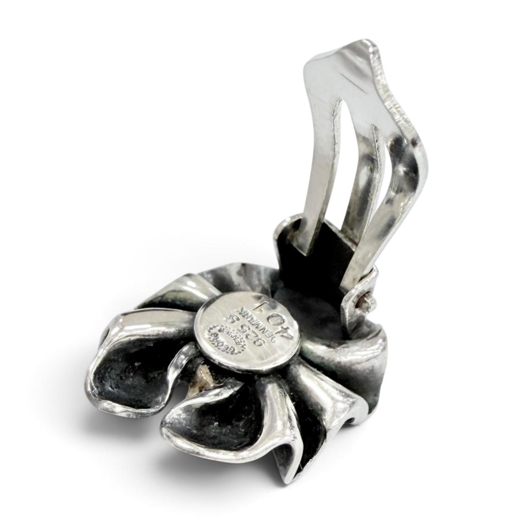 美品△Georg Jensen ジョージジェンセン 401 925 BOW イヤリング アクセサリー 両耳用 クリップ シルバー ゴールド 重量10.5g レディース