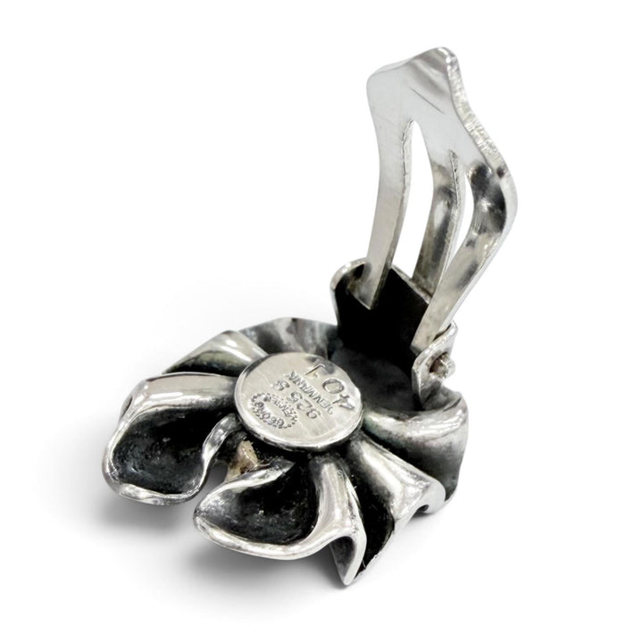 美品△Georg Jensen ジョージジェンセン 401 925 BOW イヤリング アクセサリー 両耳用 クリップ シルバー ゴールド 重量10.5g レディース