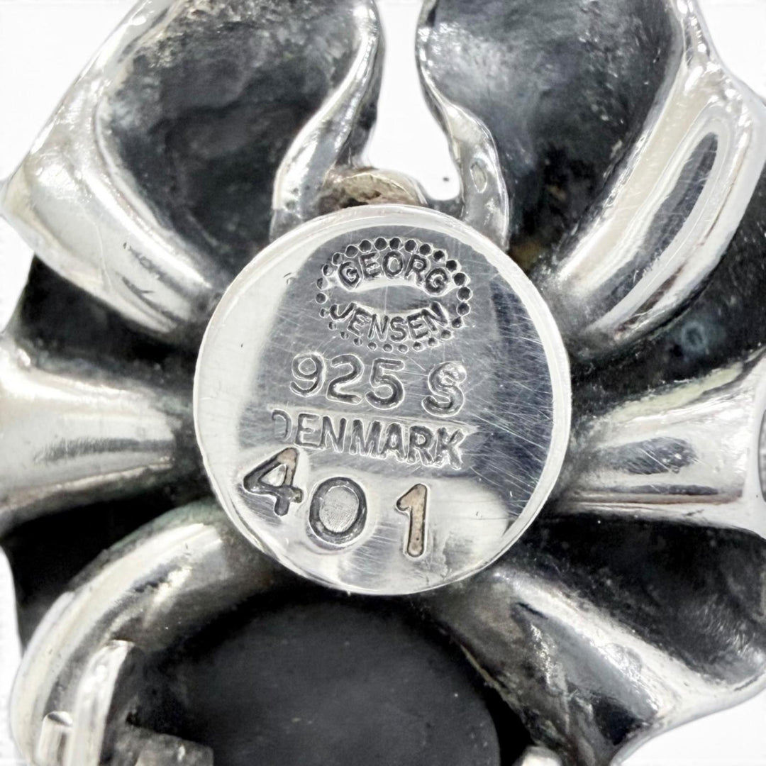 美品△Georg Jensen ジョージジェンセン 401 925 BOW イヤリング アクセサリー 両耳用 クリップ シルバー ゴールド 重量10.5g レディース