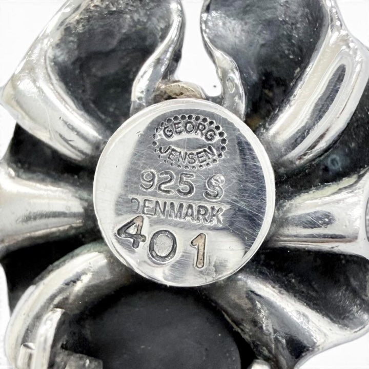 美品△Georg Jensen ジョージジェンセン 401 925 BOW イヤリング アクセサリー 両耳用 クリップ シルバー ゴールド 重量10.5g レディース