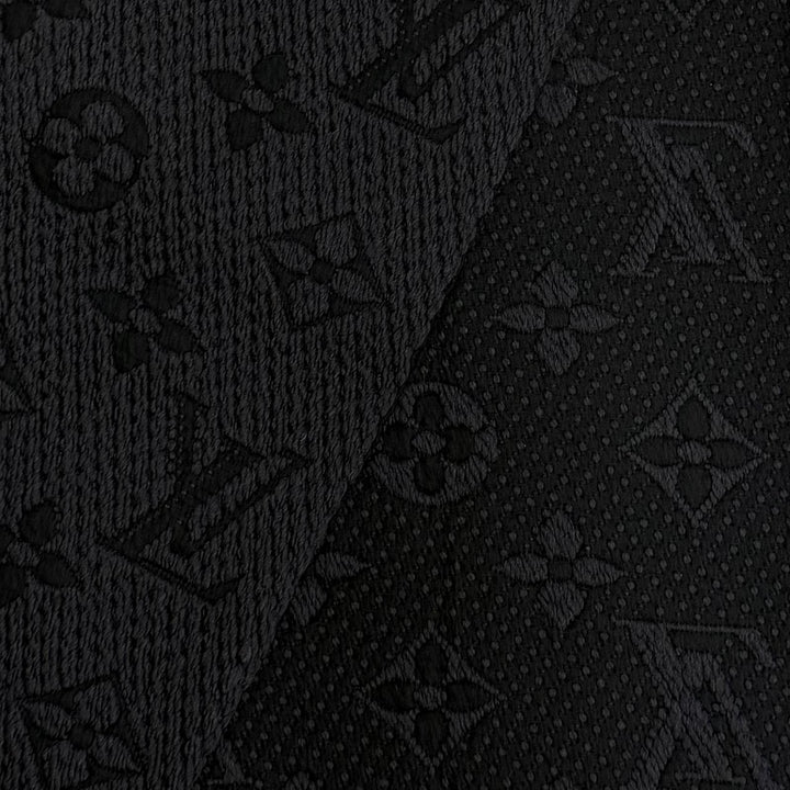 美品★LOUIS VUITTON ルイヴィトン 413287 エシャルプロゴマニア ウール シルク混 モノグラム フリンジ マフラー ブラック イタリア製