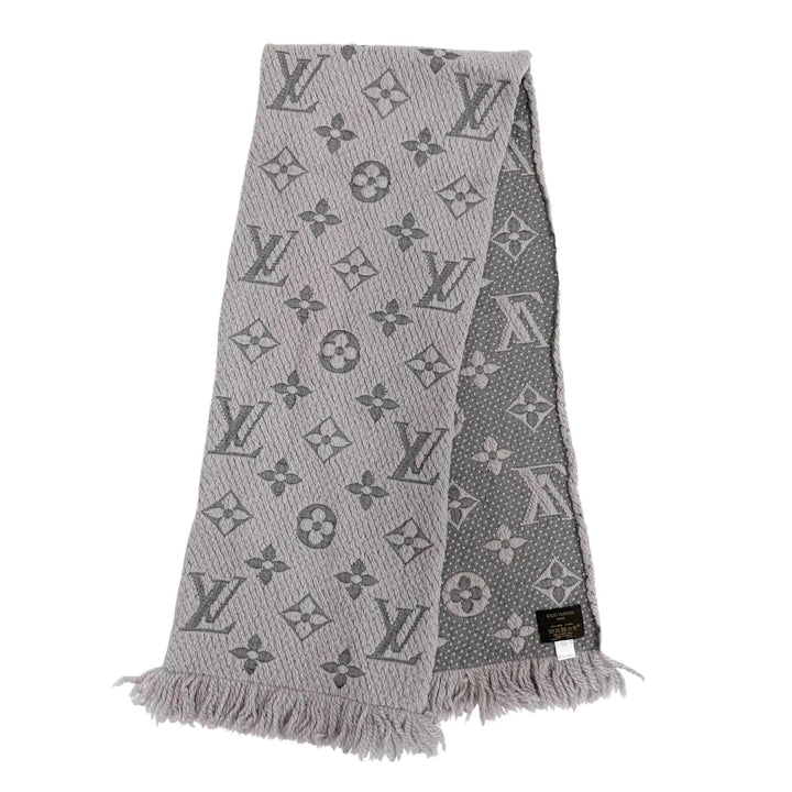 美品☆LOUIS VUITTON ルイヴィトン M74742 エシャルプ・ロゴマニア ウール シルク グリペルル マフラー イタリア製 正規品 レディース