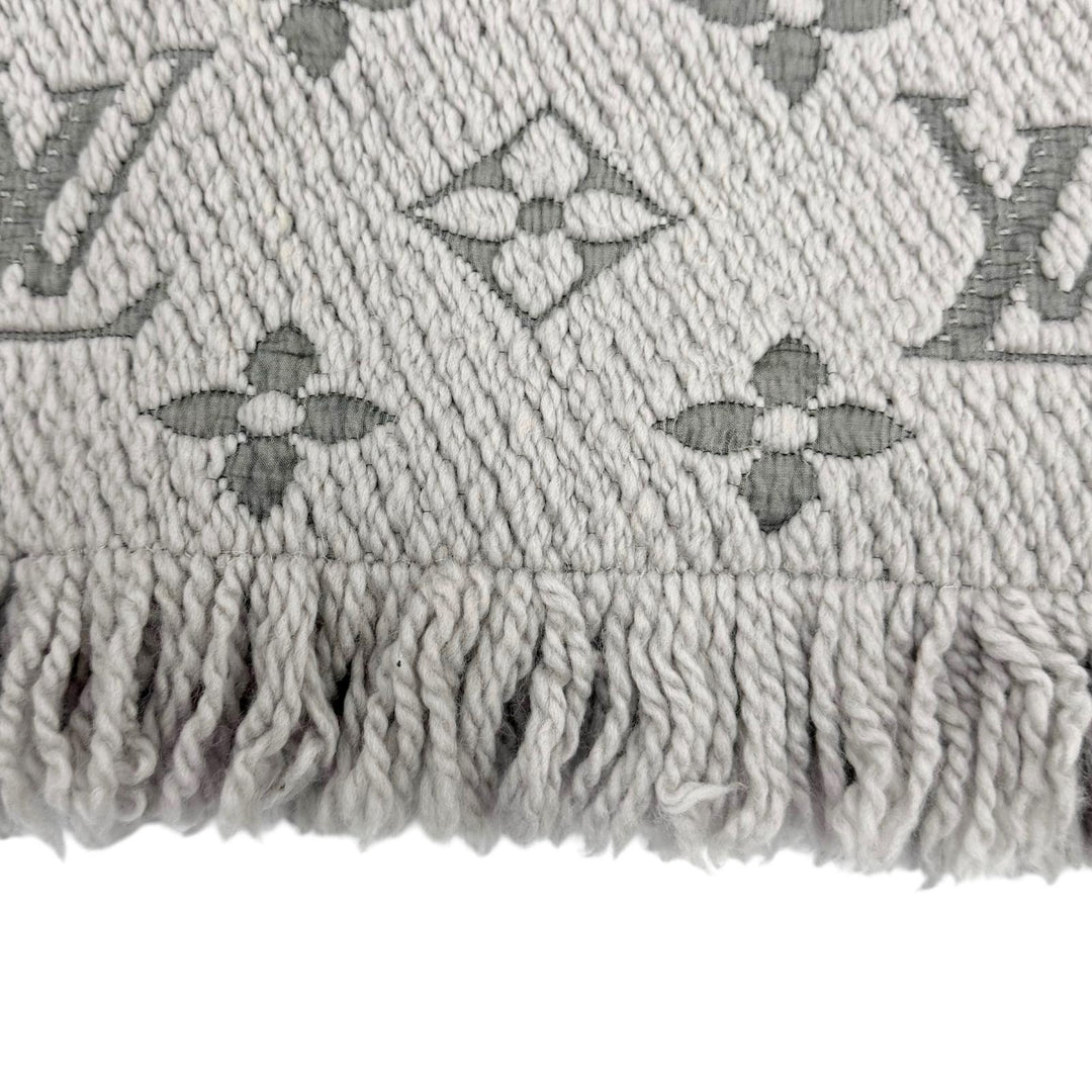 美品☆LOUIS VUITTON ルイヴィトン M74742 エシャルプ・ロゴマニア ウール シルク グリペルル マフラー イタリア製 正規品 レディース