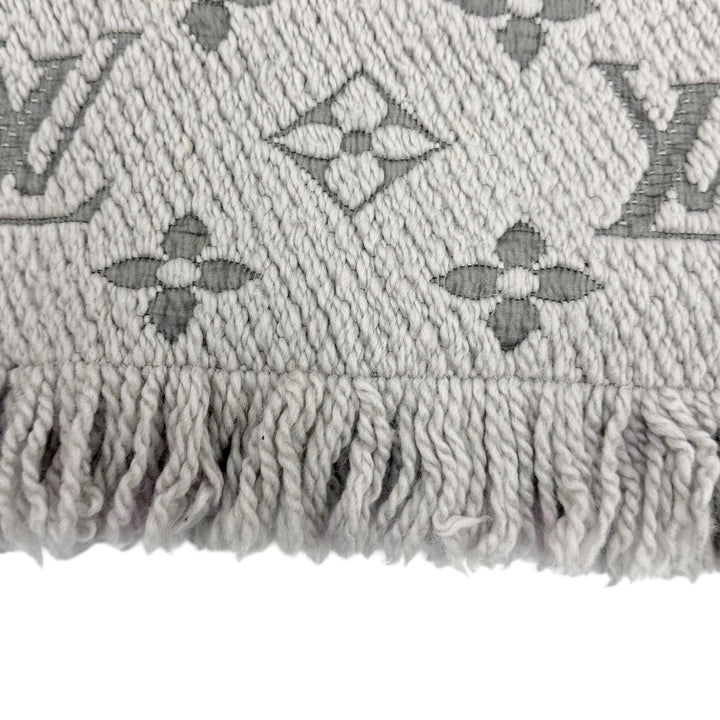 美品☆LOUIS VUITTON ルイヴィトン M74742 エシャルプ・ロゴマニア ウール シルク グリペルル マフラー イタリア製 正規品 レディース