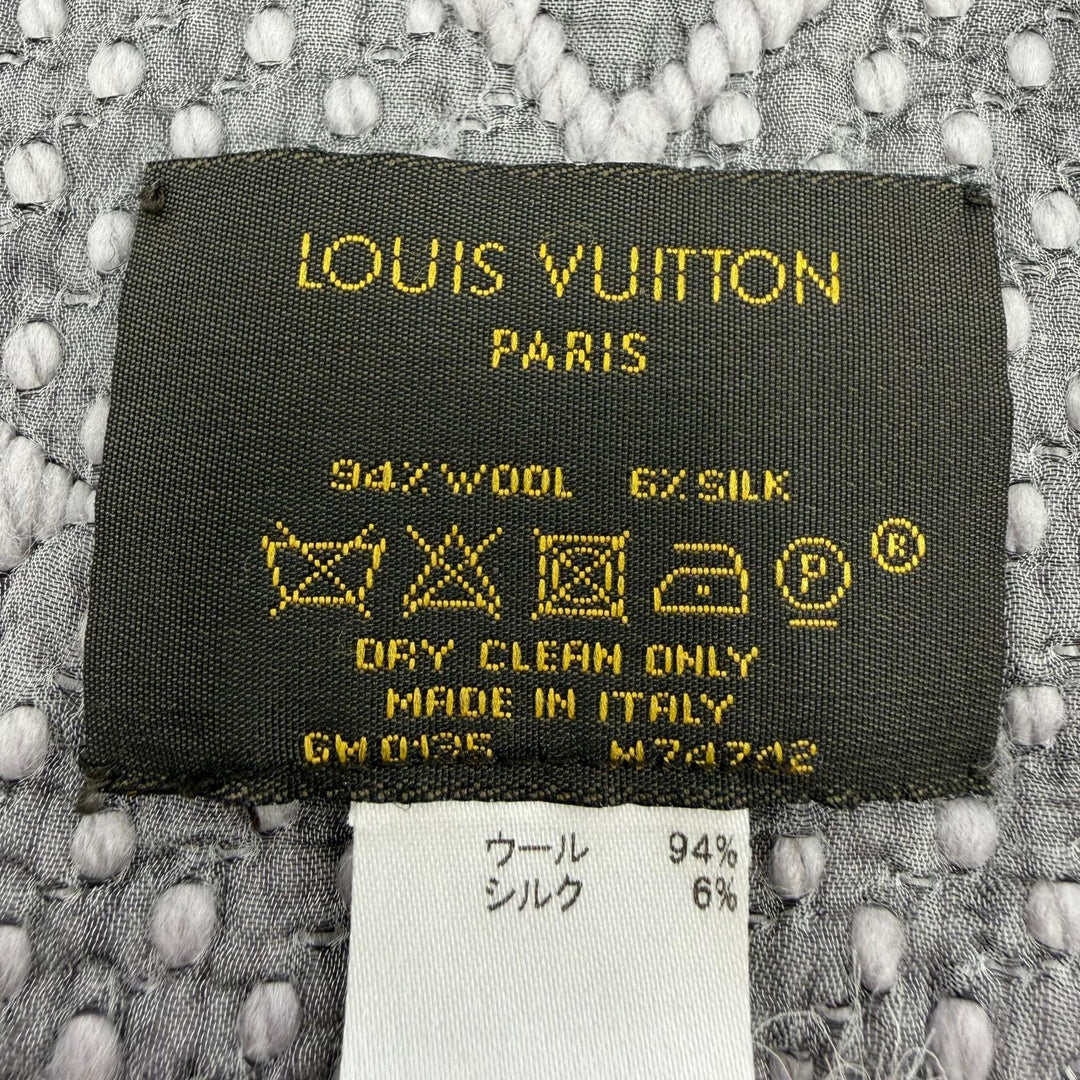 美品☆LOUIS VUITTON ルイヴィトン M74742 エシャルプ・ロゴマニア ウール シルク グリペルル マフラー イタリア製 正規品 レディース