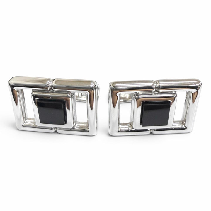 極美品□Dunhill ダンヒル 925 アメジスト スクエア サークル カフスボタン カフリンクス 三点セット シルバー 総重量45g メンズ 箱付き