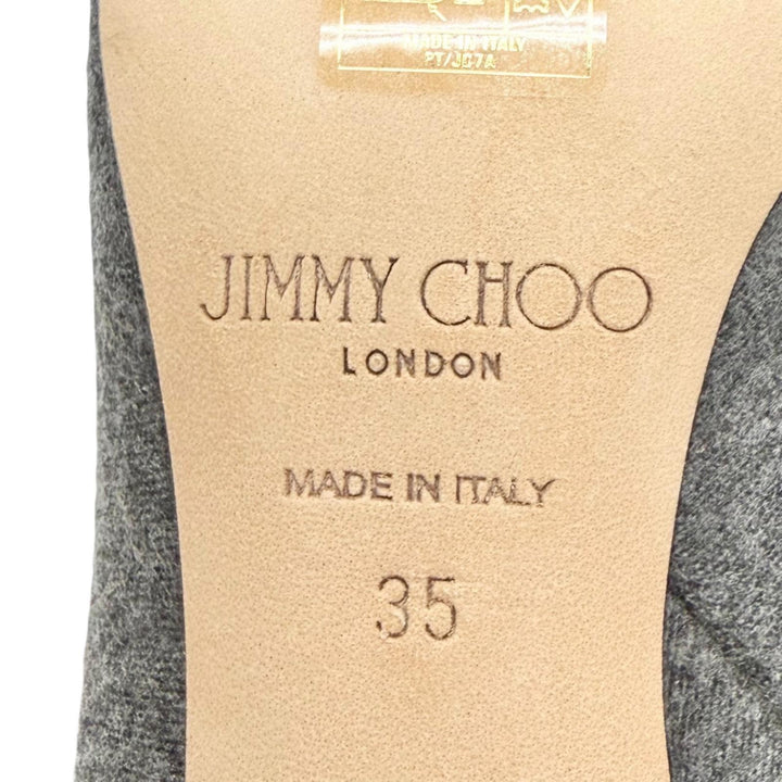 未使用品△JIMMY CHOO ジミーチュウ MINORI 65 ミノリ JCロゴ金具 サイドジップ ショートブーツ アンクルブーツ グレー 35 保存袋付き
