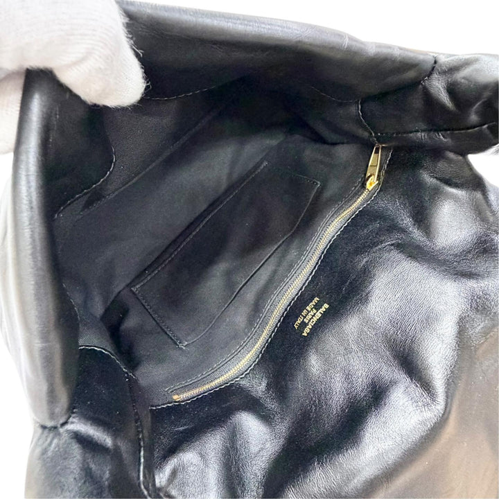 極美品△BALENCIAGA バレンシアガ 787896 MONACO モナコ レザー スリングバッグ ワンハンドル ショルダーバッグ ブラック ゴールド金具