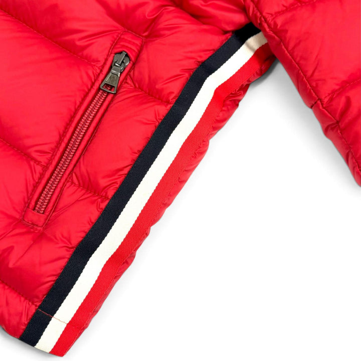 未使用品△MONCLER モンクレール NEW GASTONET ロゴワッペン フード付き ダウンジャケット レッド 6anni 116cm 正規品 キッズ