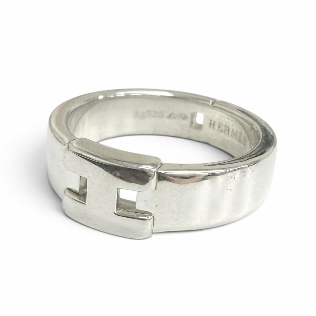 極美品□HERMES エルメス ニューヘラクレス AG925 Hロゴ リング 指輪 アクセサリー シルバー 52 (JP11.5号相当) 重量5.3g メンズ