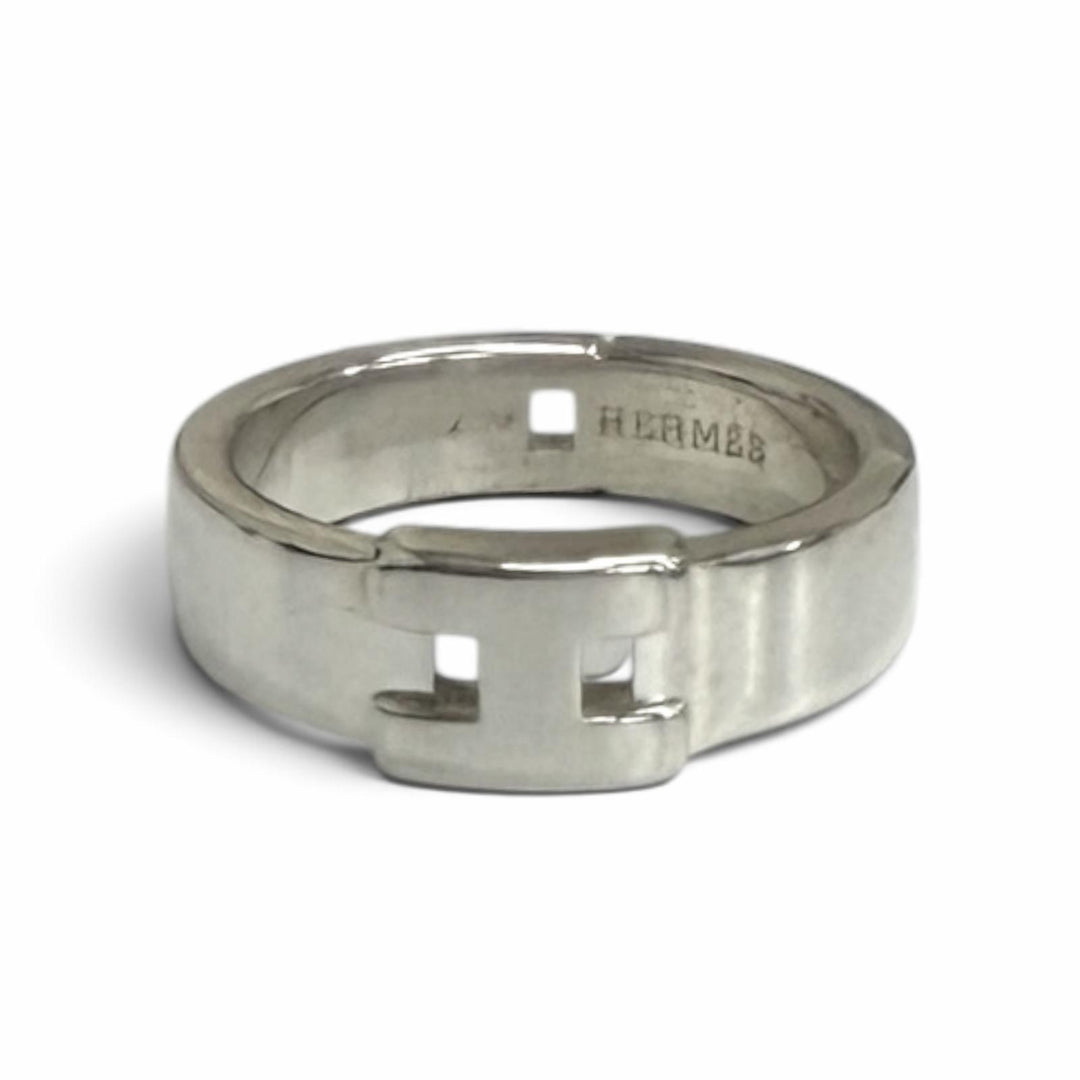 極美品□HERMES エルメス ニューヘラクレス AG925 Hロゴ リング 指輪 アクセサリー シルバー 52 (JP11.5号相当) 重量5.3g メンズ