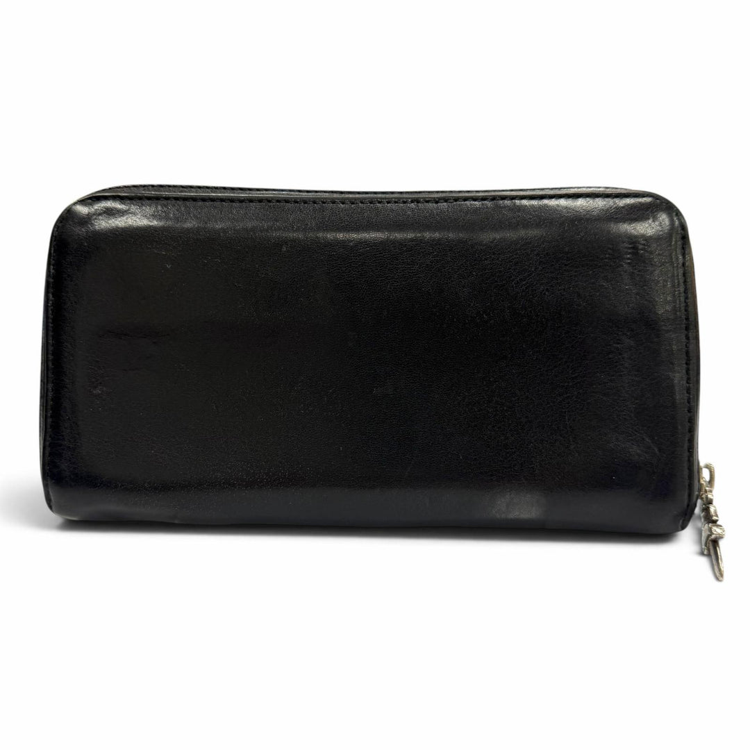 良品▼CHROME HEARTS クロムハーツ REC F ZIP PLANE プレーン レザー 925 スクロールラベル ロングウォレット 長財布 黒 インボイス付き