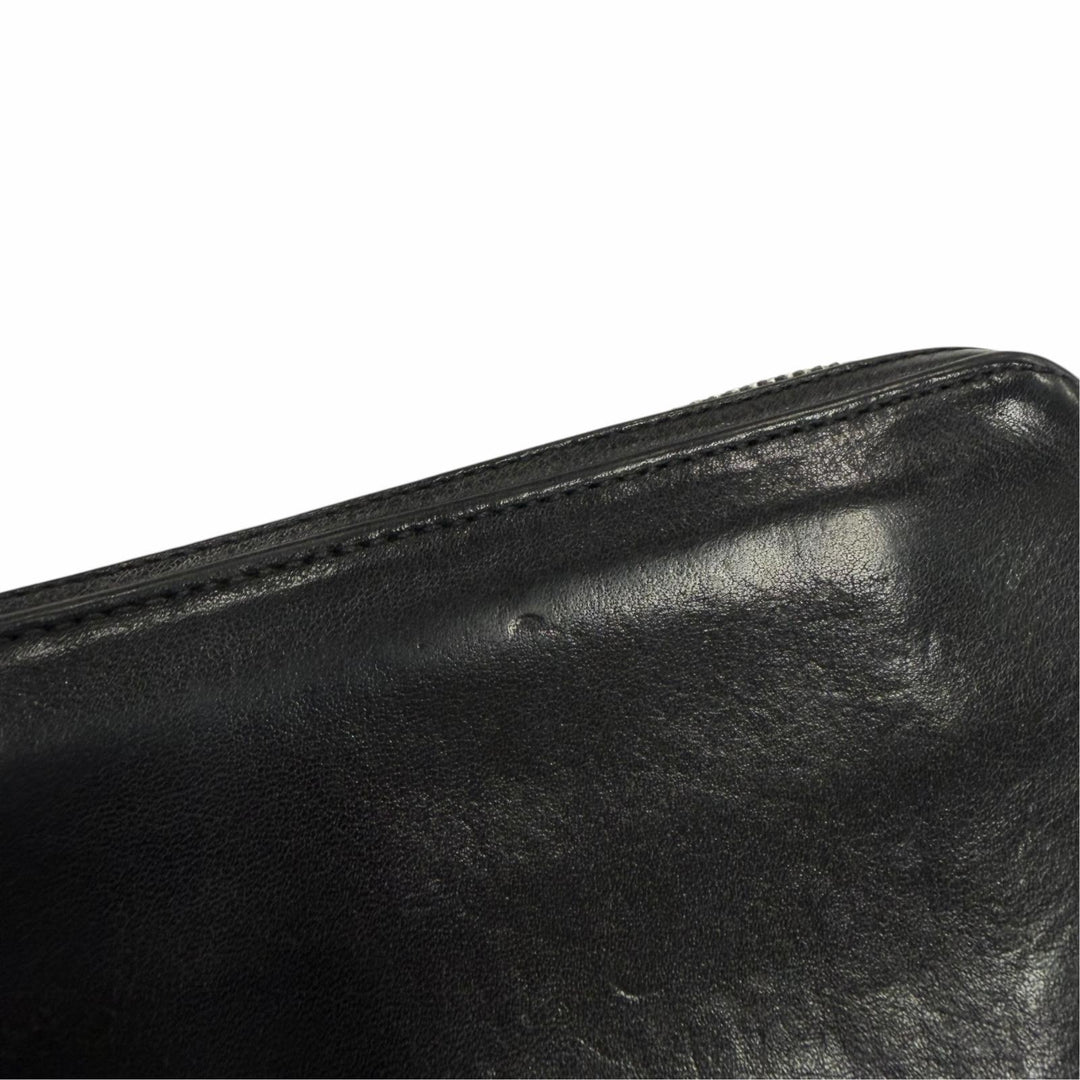 良品▼CHROME HEARTS クロムハーツ REC F ZIP PLANE プレーン レザー 925 スクロールラベル ロングウォレット 長財布 黒 インボイス付き