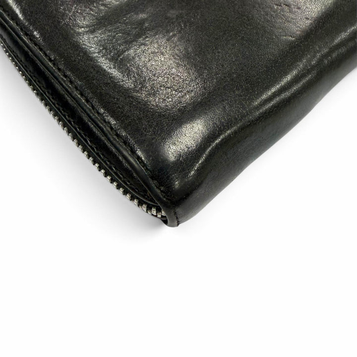 良品▼CHROME HEARTS クロムハーツ REC F ZIP PLANE プレーン レザー 925 スクロールラベル ロングウォレット 長財布 黒 インボイス付き