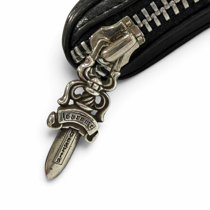 良品▼CHROME HEARTS クロムハーツ REC F ZIP PLANE プレーン レザー 925 スクロールラベル ロングウォレット 長財布 黒 インボイス付き
