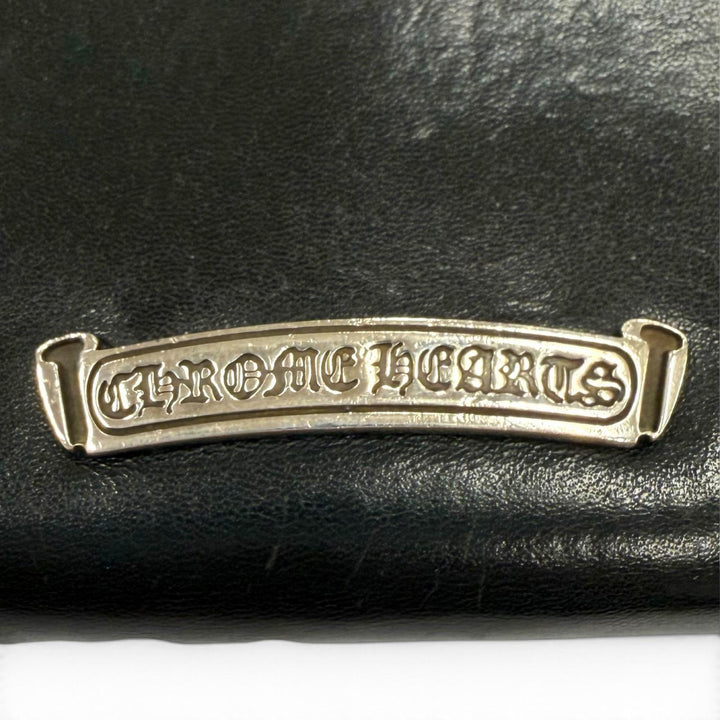 良品▼CHROME HEARTS クロムハーツ REC F ZIP PLANE プレーン レザー 925 スクロールラベル ロングウォレット 長財布 黒 インボイス付き