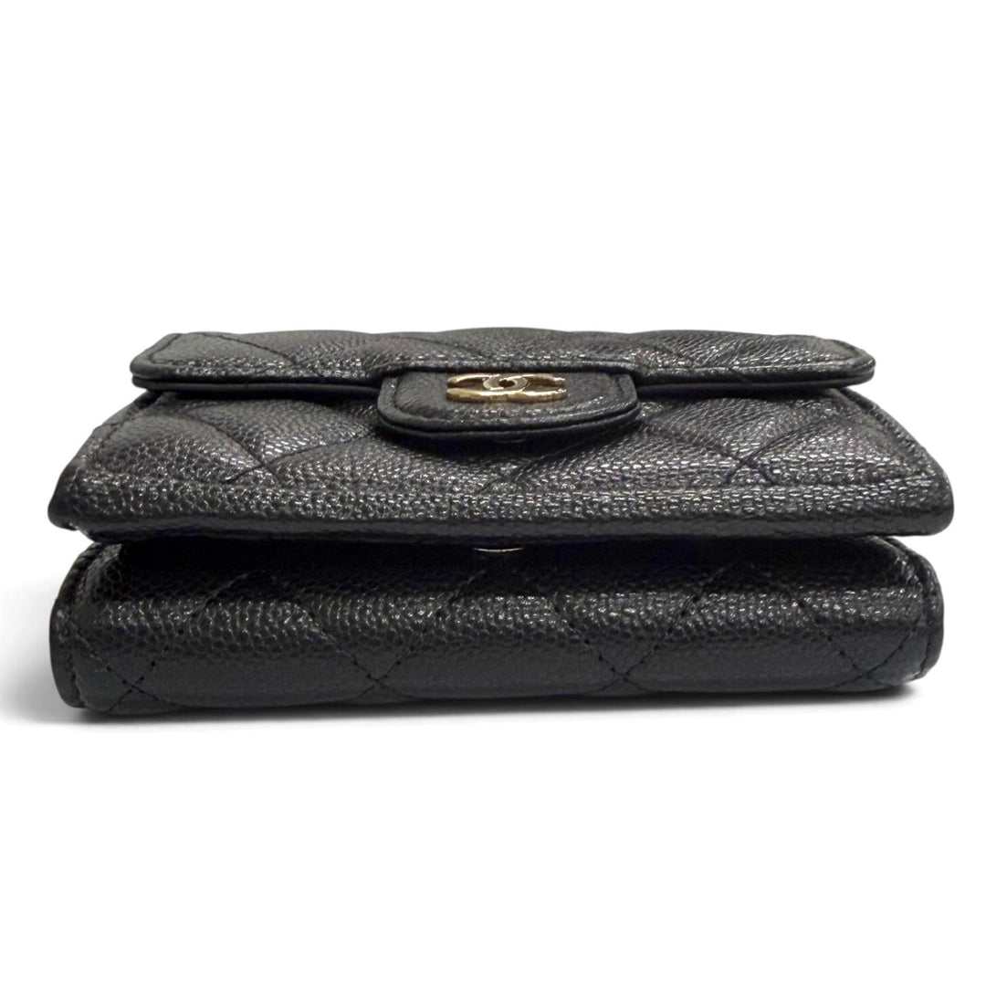 極美品△CHANEL シャネル AP0230 マトラッセ タイムレスクラシック スモールフラップウォレット キャビアスキン コンパクトウォレット