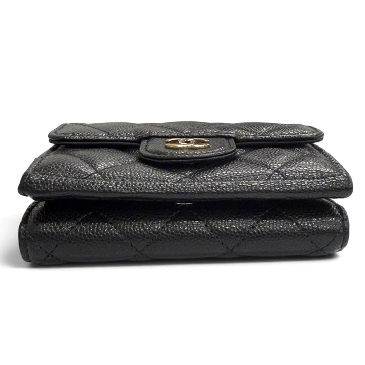 極美品△CHANEL シャネル AP0230 マトラッセ タイムレスクラシック スモールフラップウォレット キャビアスキン コンパクトウォレット