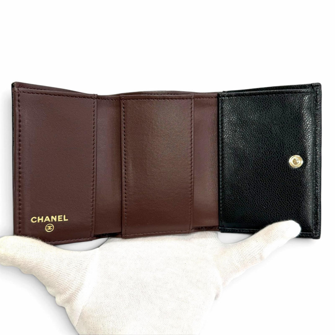 極美品△CHANEL シャネル AP0230 マトラッセ タイムレスクラシック スモールフラップウォレット キャビアスキン コンパクトウォレット