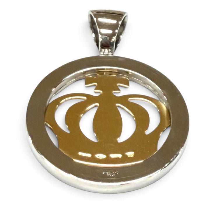 美品★BVLGARI ブルガリ 750(YG) ステンレススチール トンド クラウン ペンダント ネックレストップ イタリア製 重量11.06g メンズ