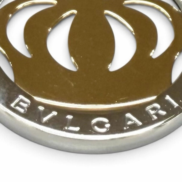 美品★BVLGARI ブルガリ 750(YG) ステンレススチール トンド クラウン ペンダント ネックレストップ イタリア製 重量11.06g メンズ