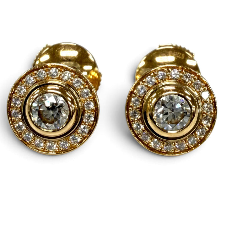 美品★Cartier カルティエ 750(PG) ダムール ダイヤ ピアス 枠：8mm ダイヤ中央:約0.18ct アクセサリー ピンクゴールド 重量4.16g