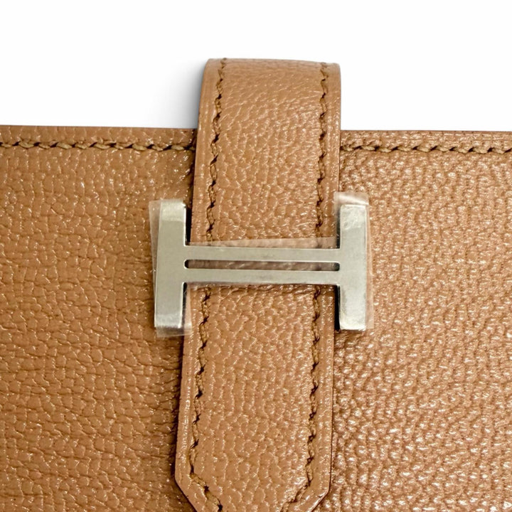 未使用品△HERMES エルメス ベアン ミニ シェーブル ケブラコ シルバー金具 コインケース付き カードケース 二つ折り財布 Z刻印 箱付き