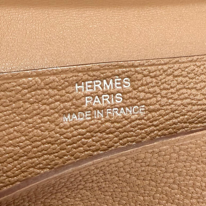 未使用品△HERMES エルメス ベアン ミニ シェーブル ケブラコ シルバー金具 コインケース付き カードケース 二つ折り財布 Z刻印 箱付き