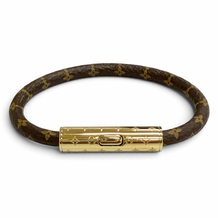 極美品△LOUIS VUITTON ルイヴィトン M8274F LV コンフィデンシャル モノグラムキャンバス ブレスレット ゴールド金具 レディース 袋付き