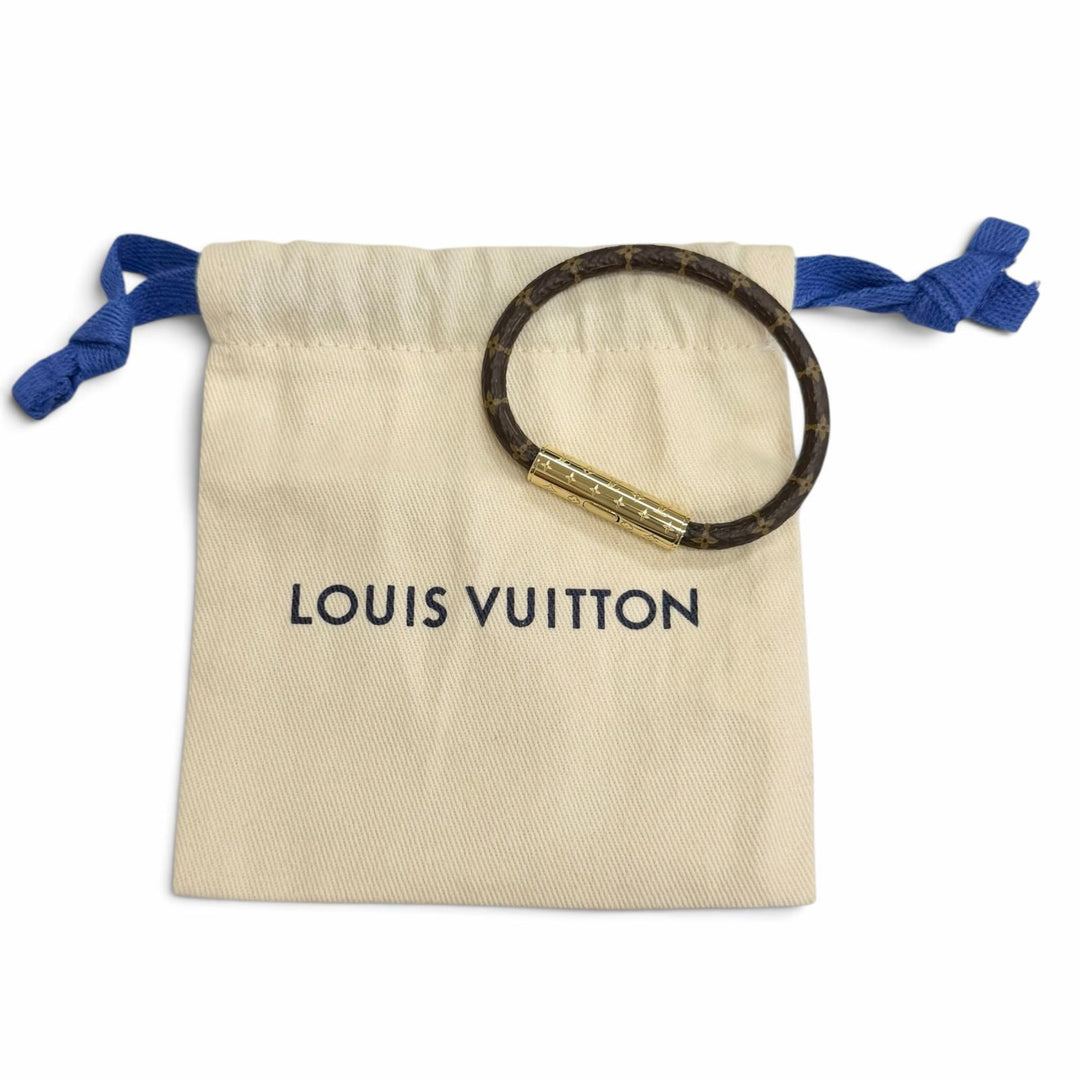 極美品△LOUIS VUITTON ルイヴィトン M8274F LV コンフィデンシャル モノグラムキャンバス ブレスレット ゴールド金具 レディース 袋付き
