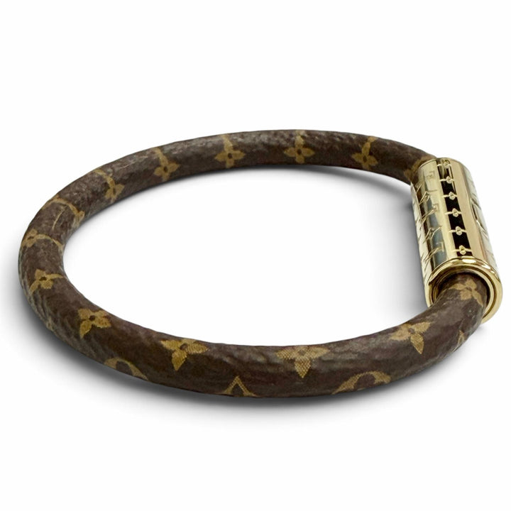 極美品△LOUIS VUITTON ルイヴィトン M8274F LV コンフィデンシャル モノグラムキャンバス ブレスレット ゴールド金具 レディース 袋付き