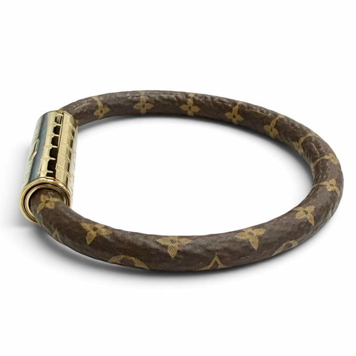 極美品△LOUIS VUITTON ルイヴィトン M8274F LV コンフィデンシャル モノグラムキャンバス ブレスレット ゴールド金具 レディース 袋付き