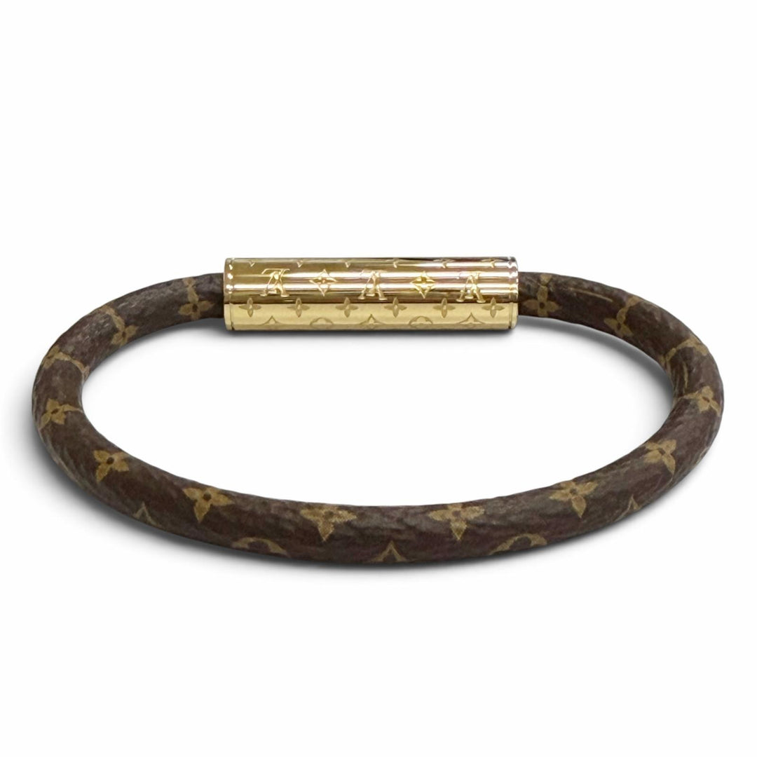 極美品△LOUIS VUITTON ルイヴィトン M8274F LV コンフィデンシャル モノグラムキャンバス ブレスレット ゴールド金具 レディース 袋付き