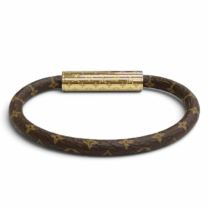 極美品△LOUIS VUITTON ルイヴィトン M8274F LV コンフィデンシャル モノグラムキャンバス ブレスレット ゴールド金具 レディース 袋付き
