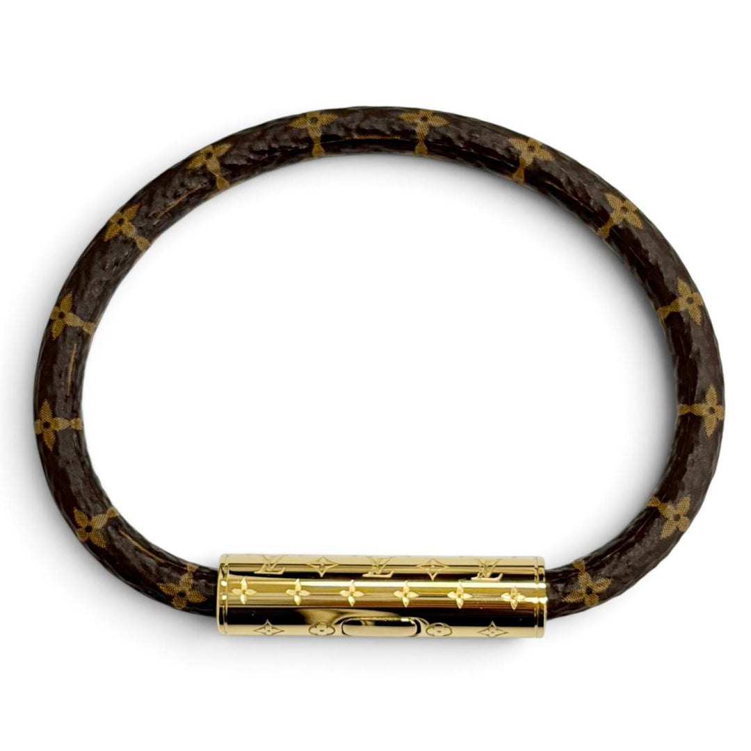 極美品△LOUIS VUITTON ルイヴィトン M8274F LV コンフィデンシャル モノグラムキャンバス ブレスレット ゴールド金具 レディース 袋付き