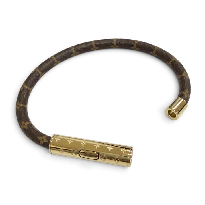 極美品△LOUIS VUITTON ルイヴィトン M8274F LV コンフィデンシャル モノグラムキャンバス ブレスレット ゴールド金具 レディース 袋付き
