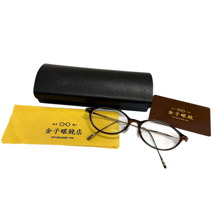 美品□金子眼鏡 カネコガンキョウ KM-96L 2025年9月購入品 メガネ 眼鏡 アイウェア クリアブラウン ブロンズ 51□16-142 度入り 日本製