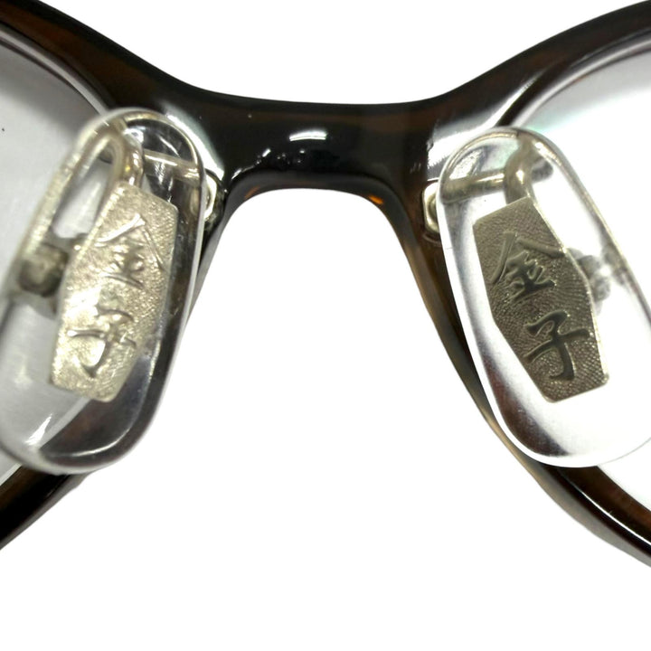 美品□金子眼鏡 カネコガンキョウ KM-96L 2025年9月購入品 メガネ 眼鏡 アイウェア クリアブラウン ブロンズ 51□16-142 度入り 日本製