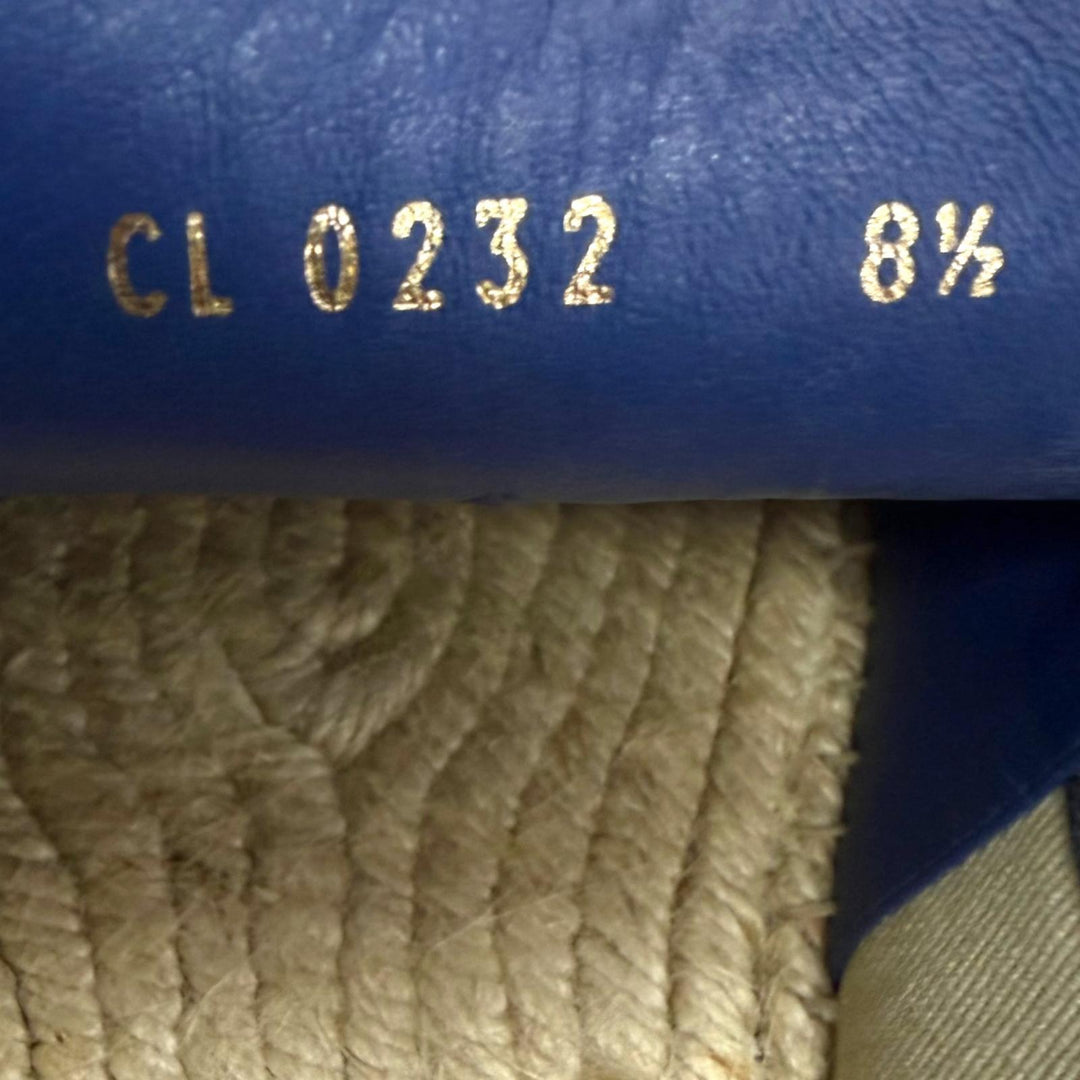 美品□LOUIS VUITTON ルイヴィトン 2022年製 レザー モノグラム ロゴ刺繍 エスパドリーユ スリッポン ネイビー 8.5 イタリア製 メンズ
