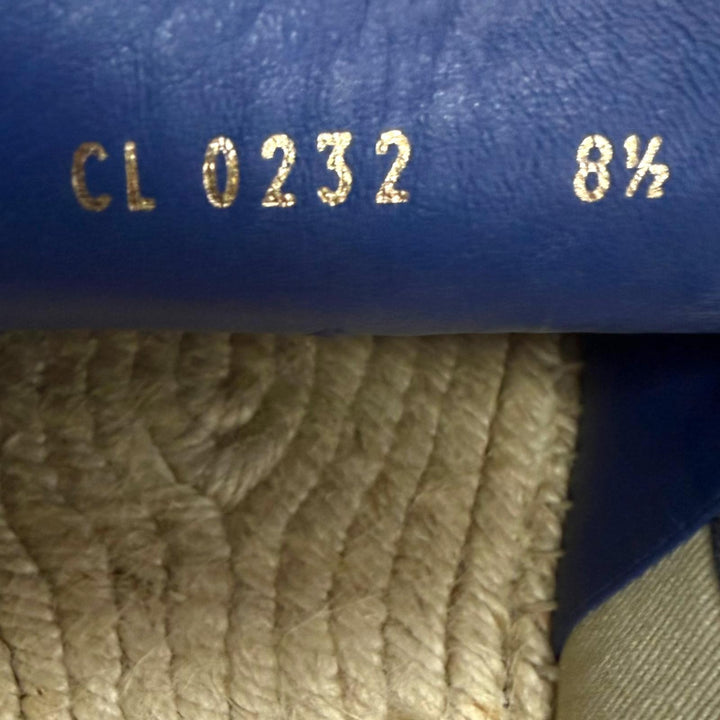 美品□LOUIS VUITTON ルイヴィトン 2022年製 レザー モノグラム ロゴ刺繍 エスパドリーユ スリッポン ネイビー 8.5 イタリア製 メンズ