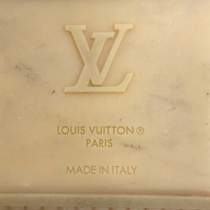 美品□LOUIS VUITTON ルイヴィトン 2022年製 レザー モノグラム ロゴ刺繍 エスパドリーユ スリッポン ネイビー 8.5 イタリア製 メンズ
