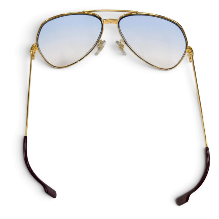 美品●Cartier カルティエ ヴィンテージ トリニティ ツーブリッジ ティアドロップ サングラス ゴールド ボルドー 59□12 140 仏製 メンズ