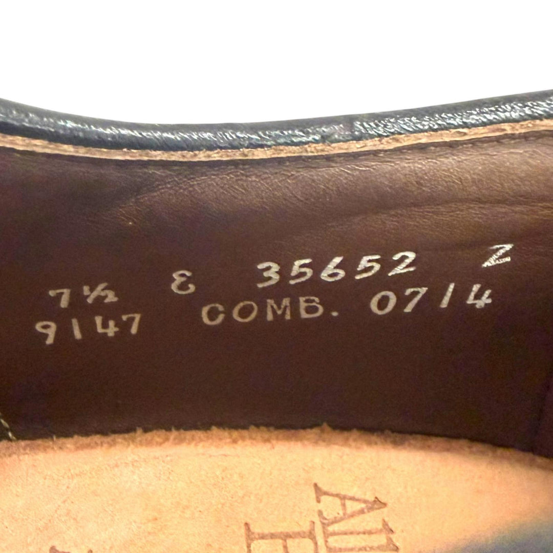 未使用品□AllenEdmonds アレンエドモンズ MacNeil ウィングチップ フルブローグ 縦文字ロゴ ドレスシューズ バーガンディ 7.5 USA製
