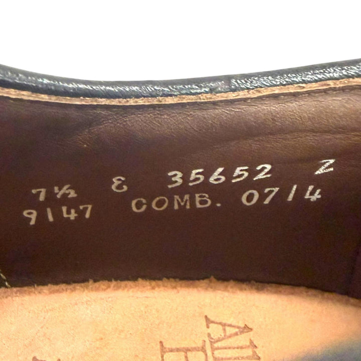 未使用品□AllenEdmonds アレンエドモンズ MacNeil ウィングチップ フルブローグ 縦文字ロゴ ドレスシューズ バーガンディ 7.5 USA製