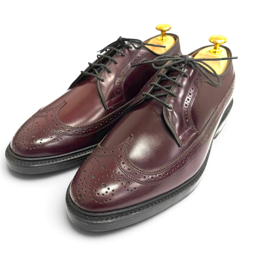 未使用品□AllenEdmonds アレンエドモンズ MacNeil ウィングチップ フルブローグ 縦文字ロゴ ドレスシューズ バーガンディ 7.5 USA製
