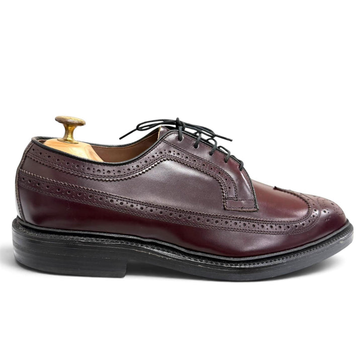 未使用品□AllenEdmonds アレンエドモンズ MacNeil ウィングチップ フルブローグ 縦文字ロゴ ドレスシューズ バーガンディ 7.5 USA製