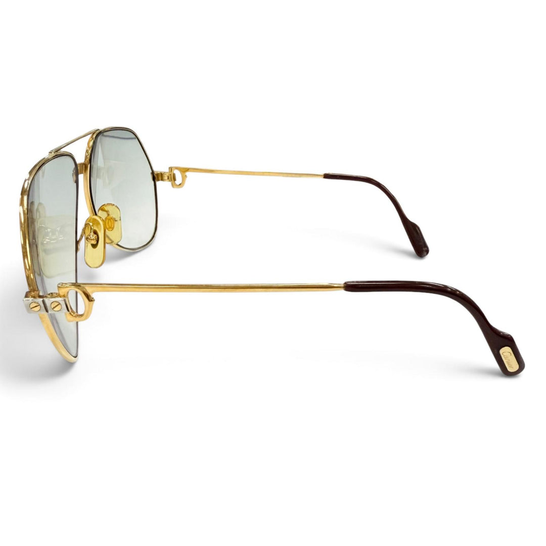 良品●Cartier カルティエ ヴィンテージ サントス ツーブリッジ ティアドロップ メガネ 眼鏡 アイウェア ゴールド 59□14 130 仏製 メンズ
