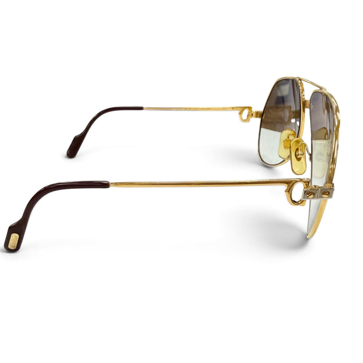 良品●Cartier カルティエ ヴィンテージ サントス ツーブリッジ ティアドロップ メガネ 眼鏡 アイウェア ゴールド 59□14 130 仏製 メンズ